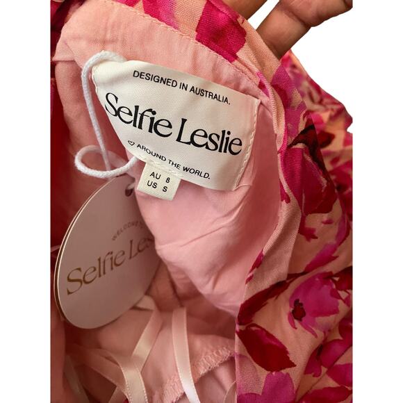 Selfie Leslie Destination Open Back Mini Floral Cottagecore Dress Pink Small - Picture 7 of 7